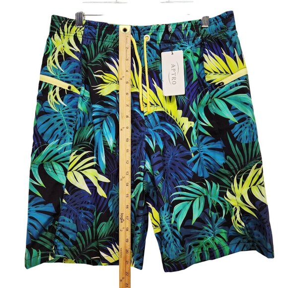Aptro Mens Tropical Leaf Print Swim Trunks Shorts Size L - Picture 5 of 7